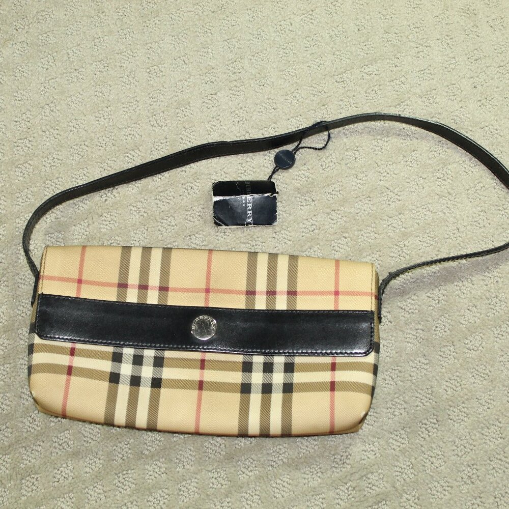 Burberry London Women´s NovaCheck Pattern Coated Canvas Beige Handbag